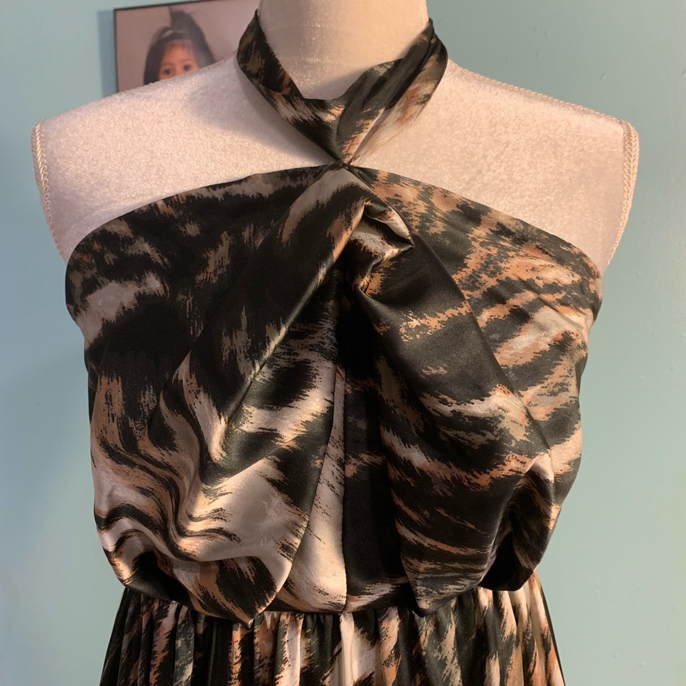 H&M beautiful silky black & brown long dress
